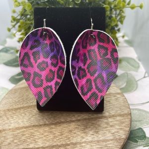 Pink Leopard Earrings